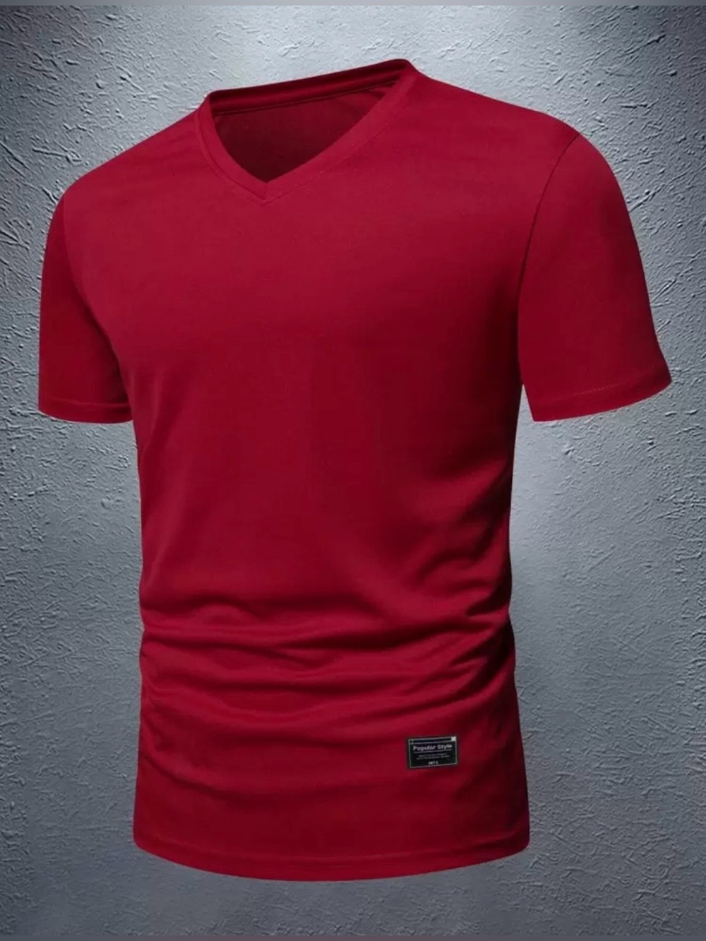 NWOT SHEIN Manfinity Homme Burgundy V-Neck Tee XL Short Sleeve Stretch T-Shirt